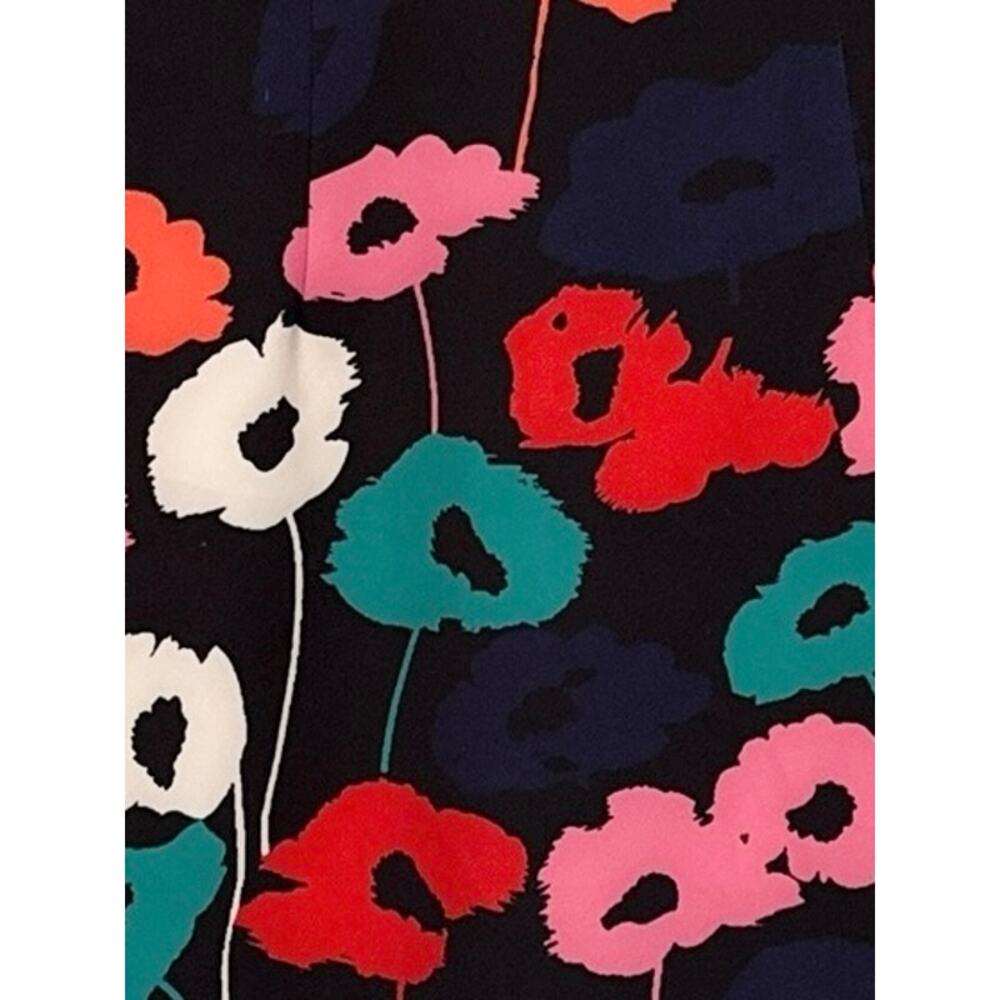 Milly Black Poppy Floral V-Neck Dress Size 4 Lined Short Sleeve Chic - Picture 7 of 9